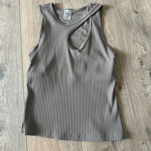 Calia Striped Cut Out Ribbed Tank Top